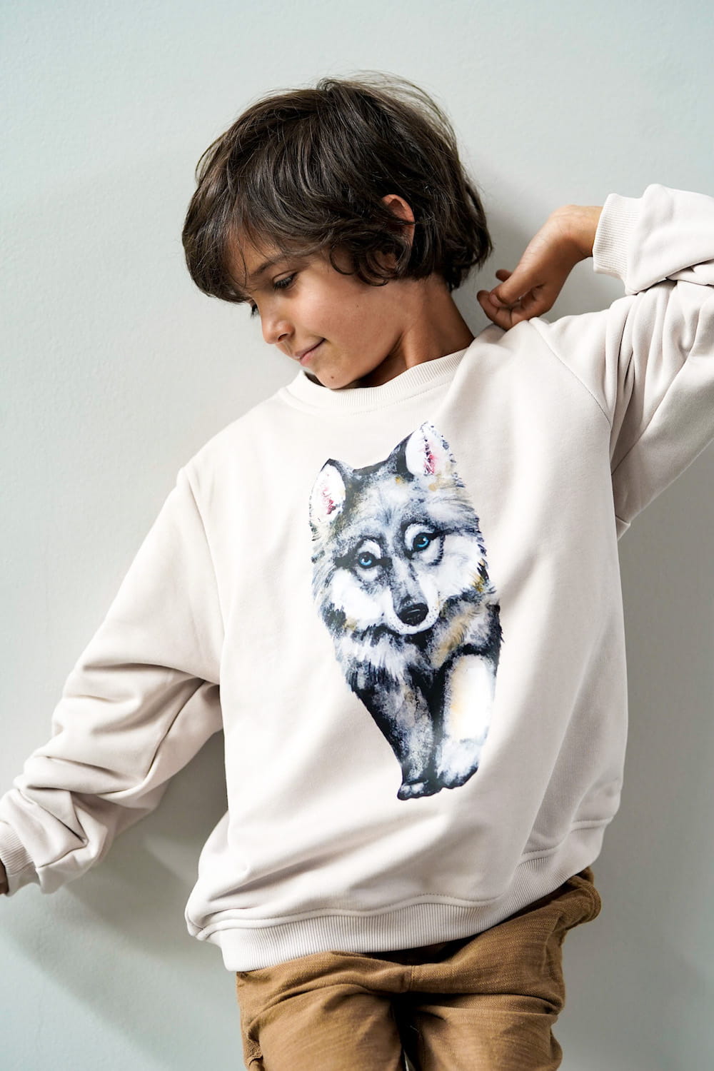 Bluza Kids z Wilkiem Krem