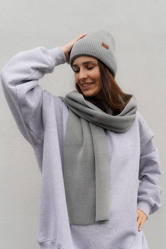 Szalik Cosy Days Szary Melanż 100% Merino