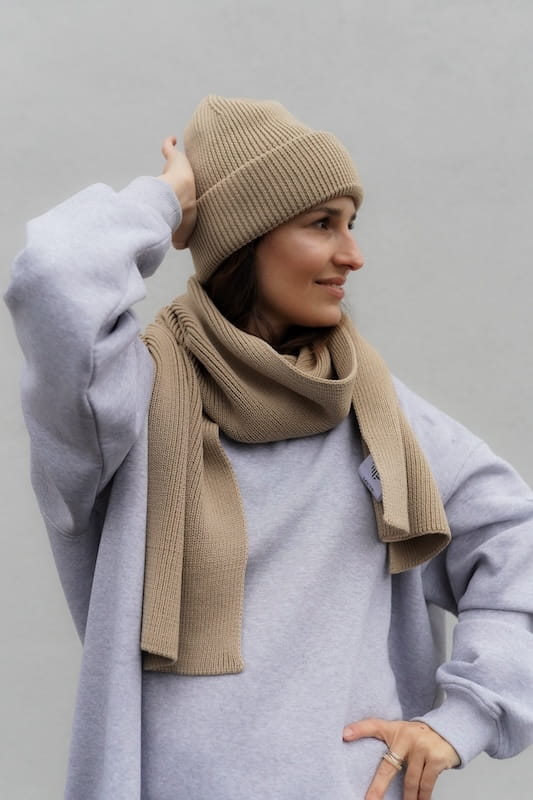 Szalik Cosy Ciemny Beż 100% Merino