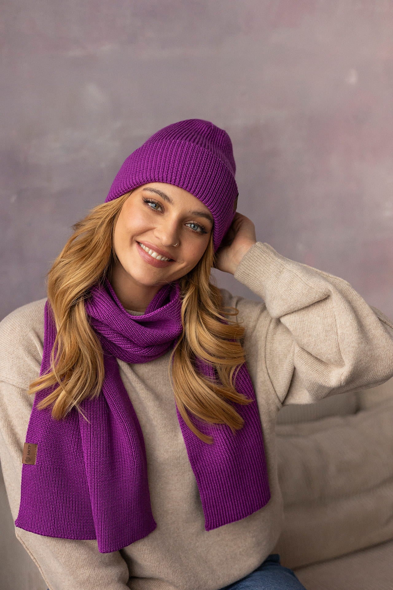 Szalik Cosy Days Purpura 100% Merino