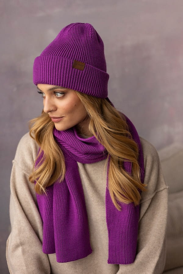 Czapka Cosy Days Purpura 100% Merino