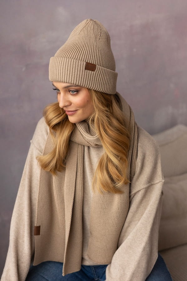 Szalik Cosy Ciemny Beż 100% Merino