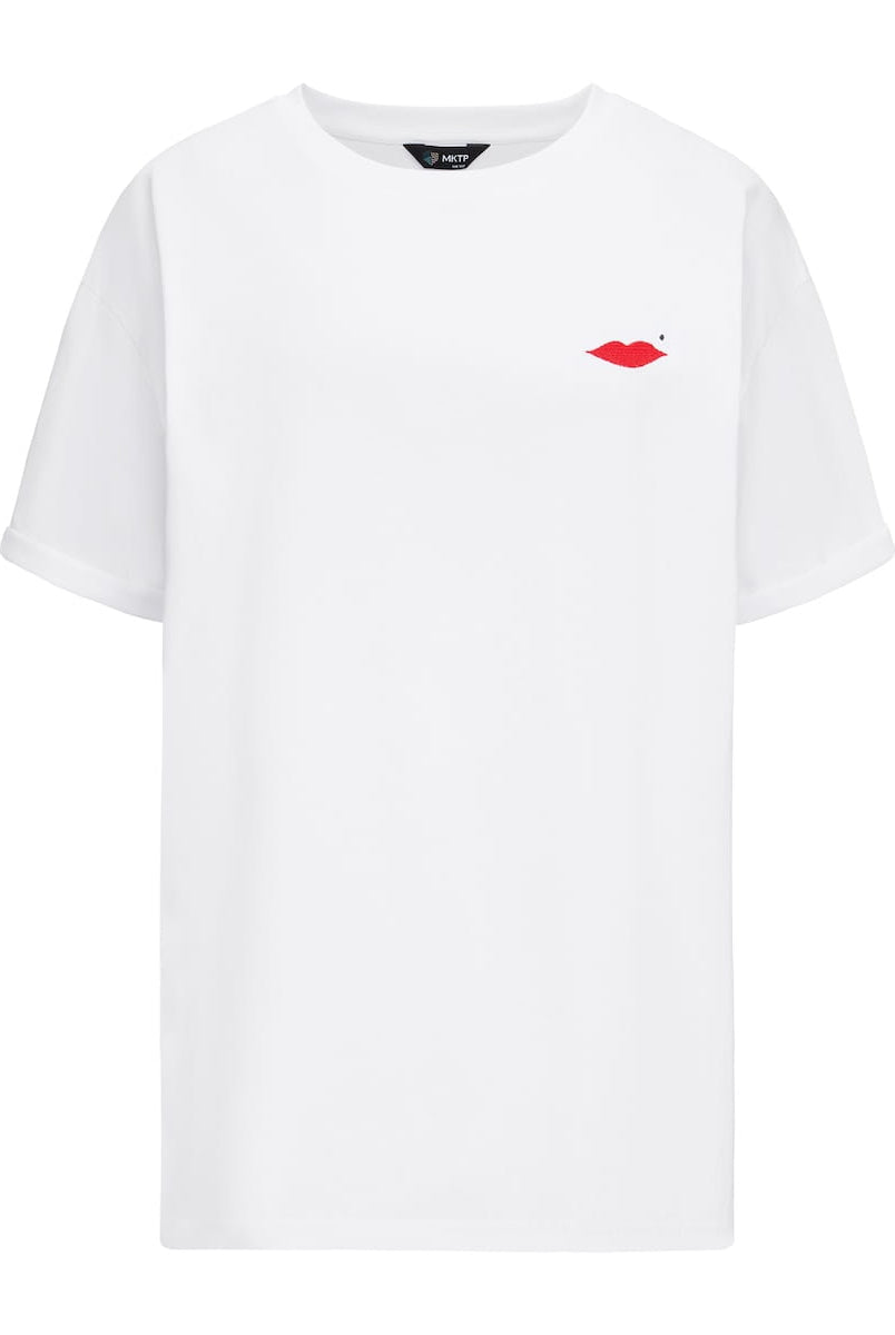 T-shirt Voilà Biały Usta