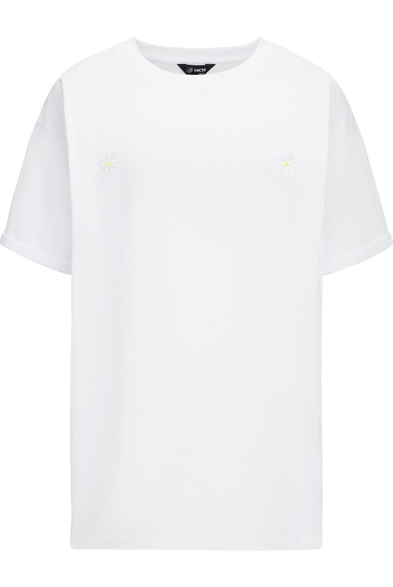T-shirt Voilà Biały Stokrotki Białe