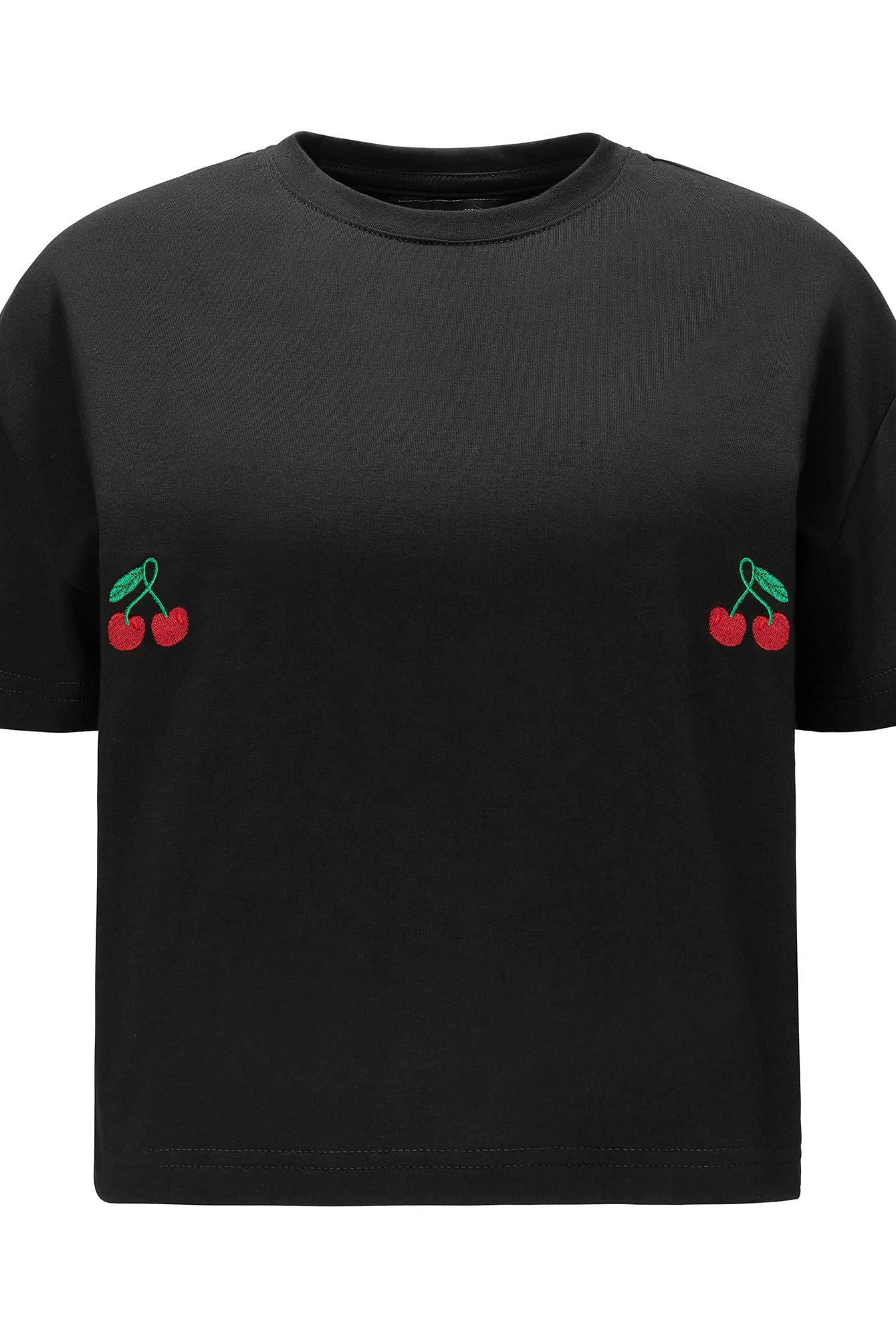 T-shirt Crop-Voilà Czarny Wiśnie