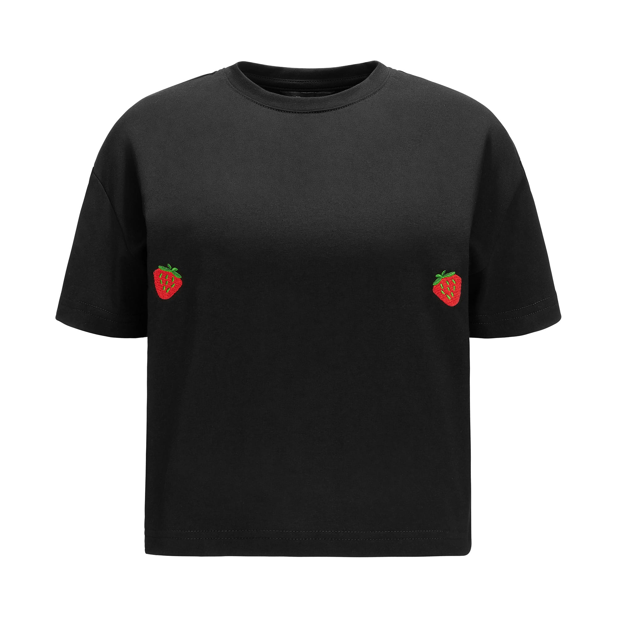 T-shirt Crop-Voilà Czarny Truskawki